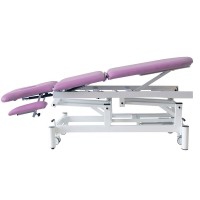 Kinefis Quality three-section electric stretcher: with welded steel structure, face hole, retractable wheels and adjustable arms